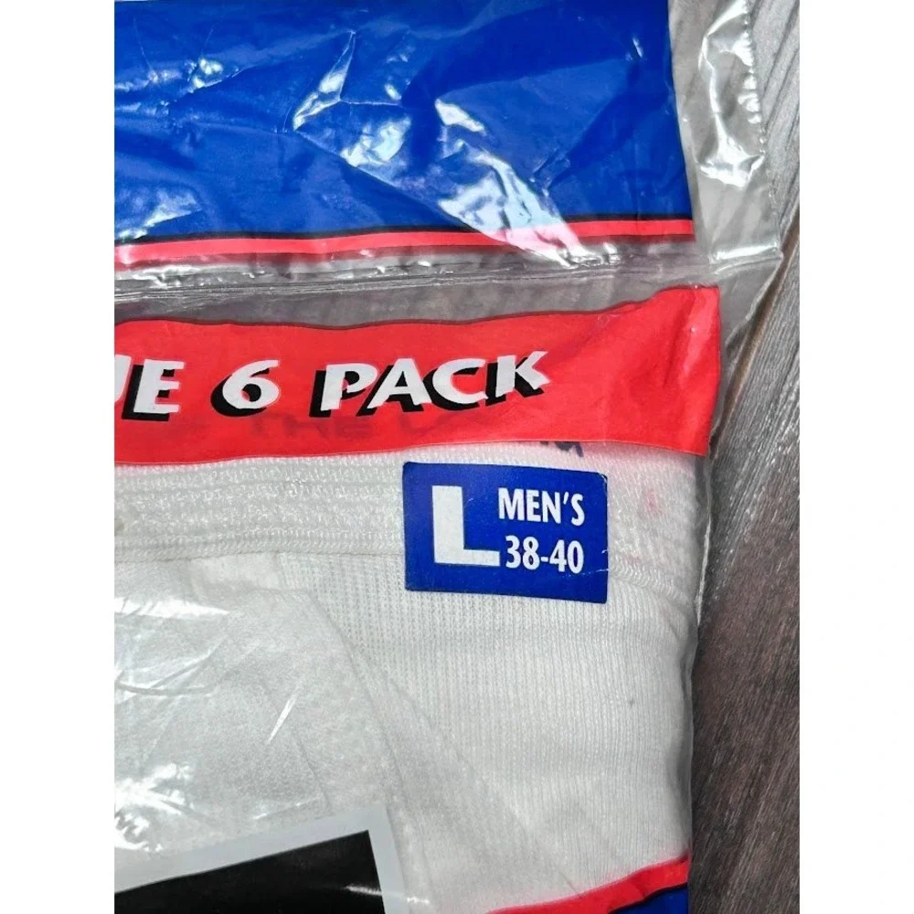 VTG 1996 Fruit of the Loom Mens Briefs 6 Pack Large 38-40 NOS Yellow Blue Stripe